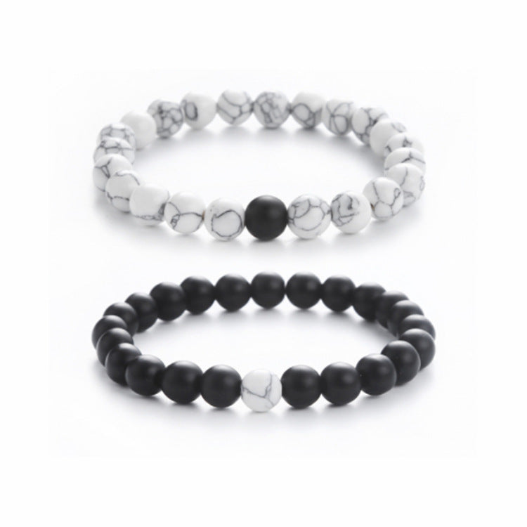 Tai Chi Bagua Bracelet Couple Gift8mm Beaded Natural White Turquoise Black Matte Chinese Style Yin Yang Tai Chi Bracelet