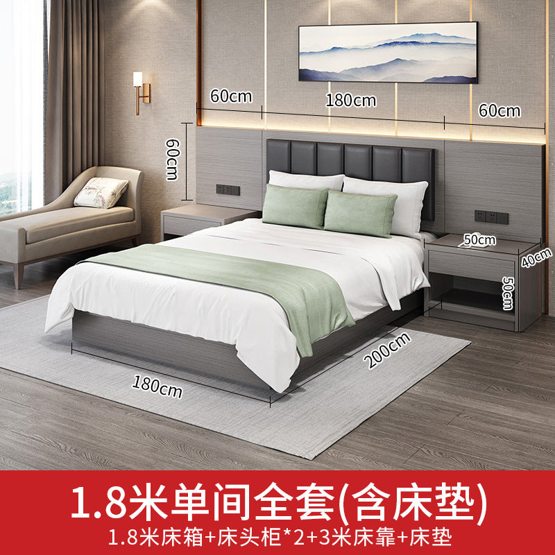 Hotel Guesthouse Bed Standard Room Full Set Furniture Apartment Homestay Single Double Bed Hotel Rental Room Special Bed Box