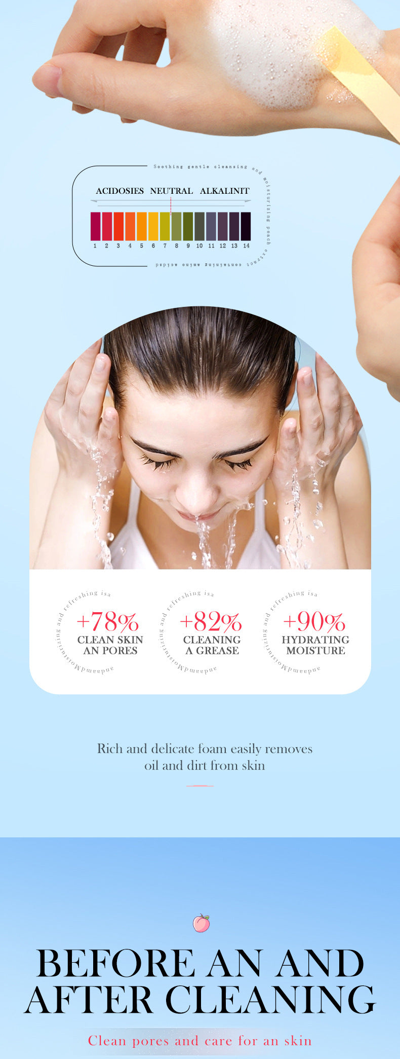 Full English Facial Cleanser150g SADOER Green Tea Cleansing Peach Moisturizing Cleanser  Wholesale