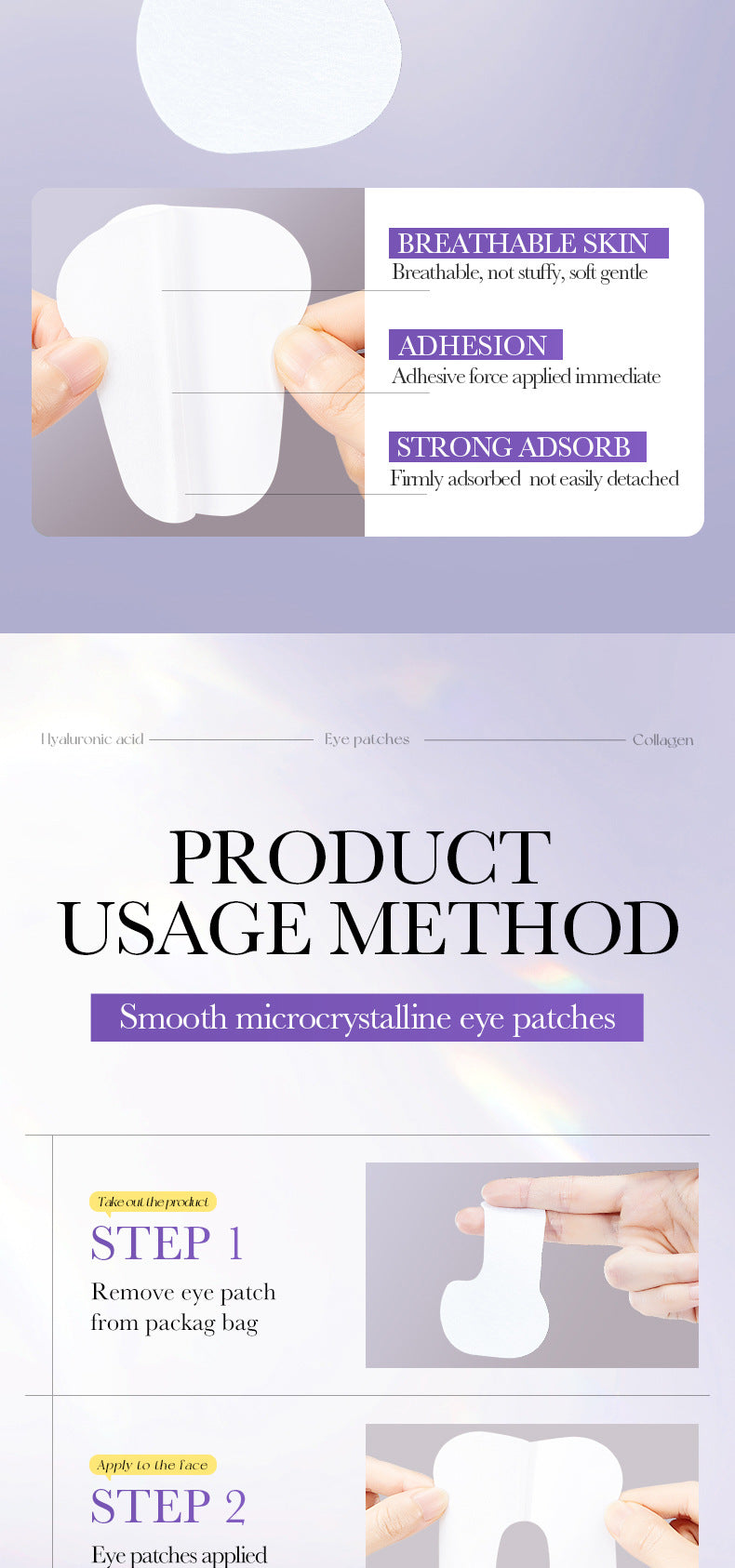 Hyaluronic Acid Microcrystalline Eye Wrinkle Patches SADOER Reduce Eye Fine Lines Eye Mask Cross-Border Wholesale