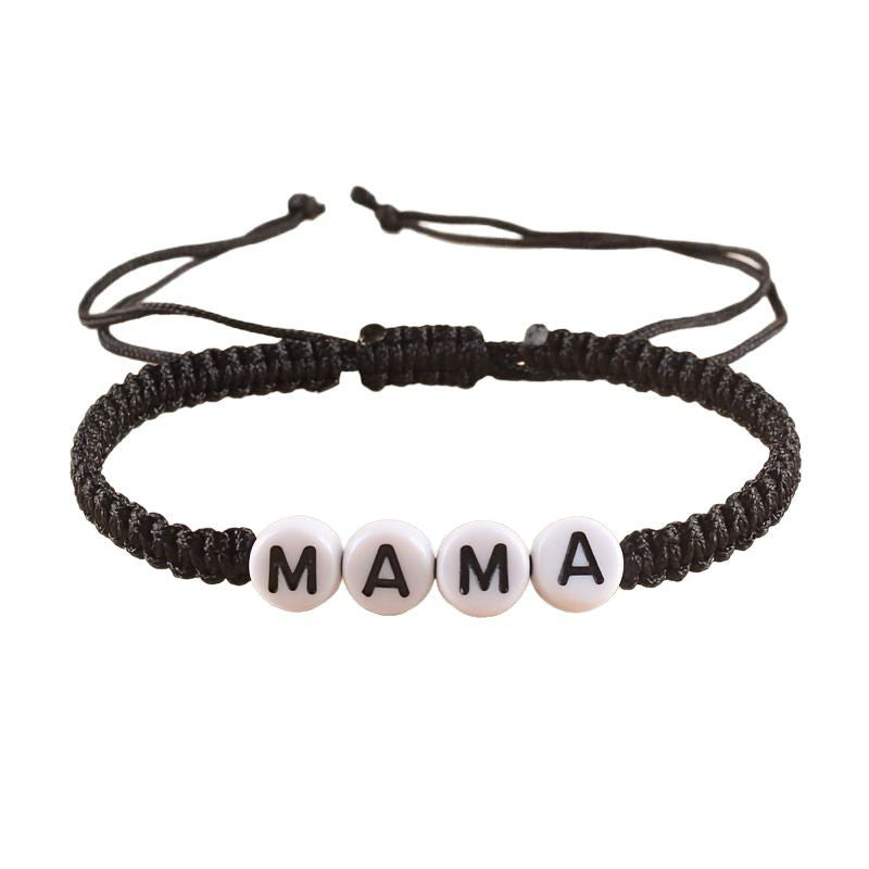 Mother's Day Birthday Gift Bracelet for Women, Stretchable Adjustable Handmade Woven Bracelet MAMA Letter Braided Bracelet