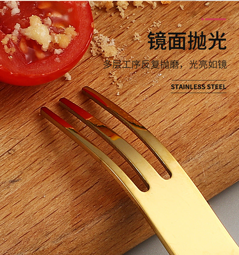 304Stainless Steel Fork Hotel Restaurant Fruit Fork with Base6Home Cake Dessert Fork Set