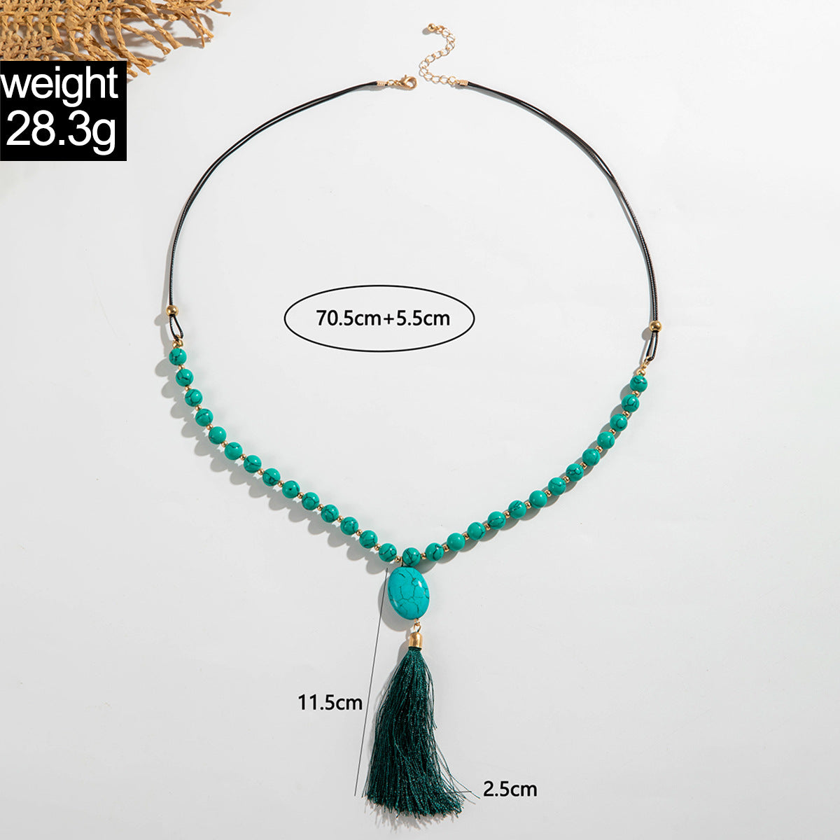Simple Colorful Beaded Tassel y Chain Necklace Elegant Versatile Diamond-Studded Sweater Chain Jewelry