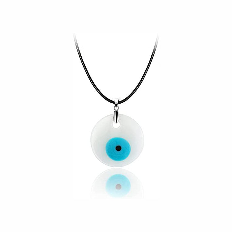 Devil's Eye Necklace European and American Wax Rope Necklace Turkish Blue Eye Women's Round Water Drop Necklace