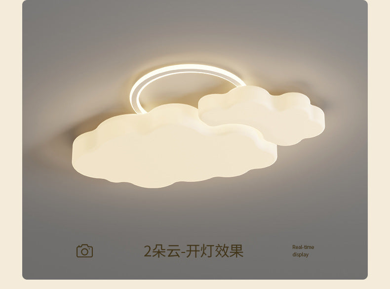 Full Spectrum Living Room Lamp Simple Modern Zhongshan Lighting Elegant Cream Style High-End Cloud Ceiling Lamp Set