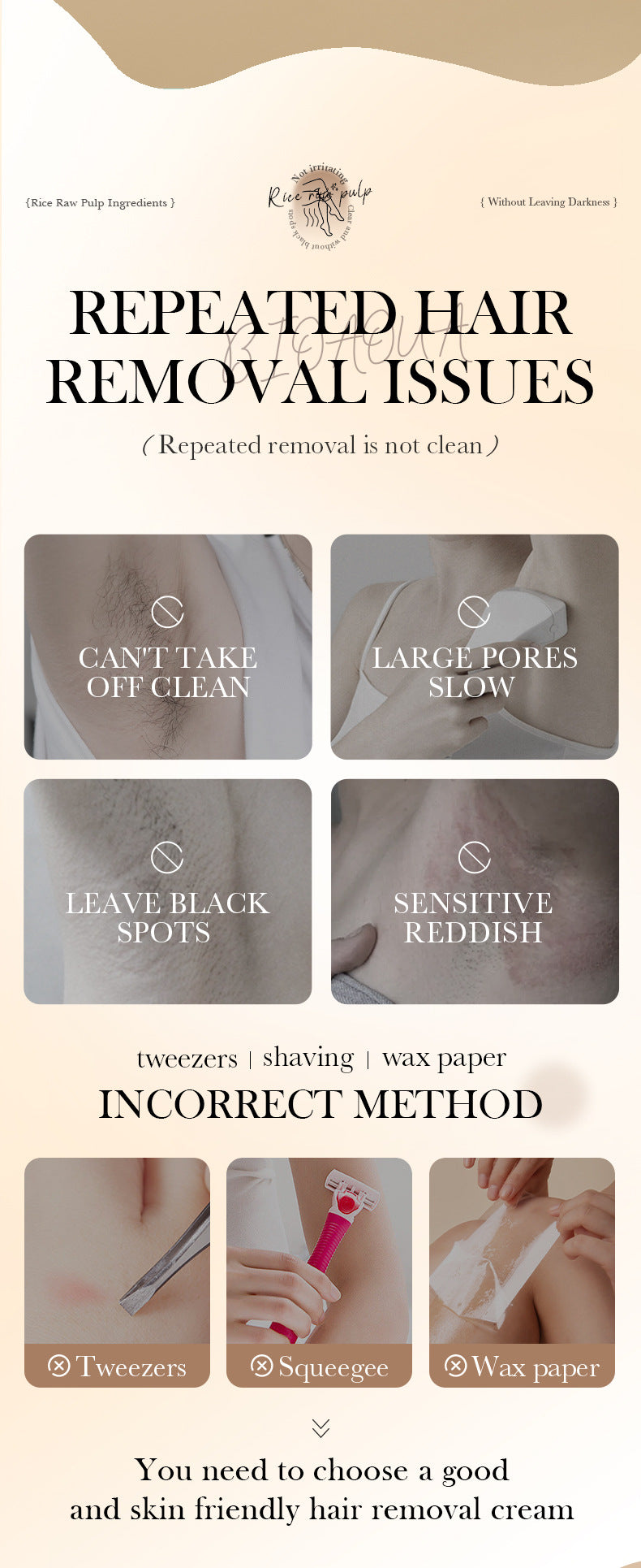 Rice Puree Whitening Hair Removal Cream BIOAOUA Soothing Leg Hair Removal Body Hair Removal Cream Wholesale