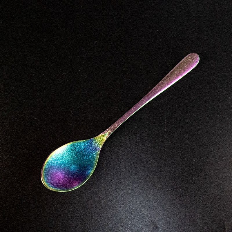 Factory Direct Sale Pure Titanium Spoon Household Crystal Ice Flower Colorful Soup Spoon Outdoor Pure Titanium Korean Style Table Spoon Camping Outdoor