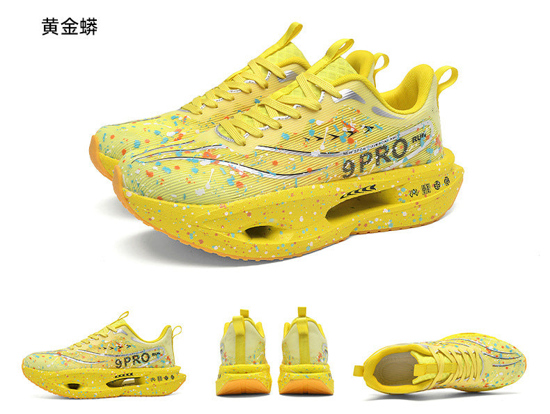 2025Autumn New Red Rabbit9Fluorescent Parent-Child Comfortable Sports Shoes High Elasticity Really Soft Sole Carbon Plate Wear-Resistant Running