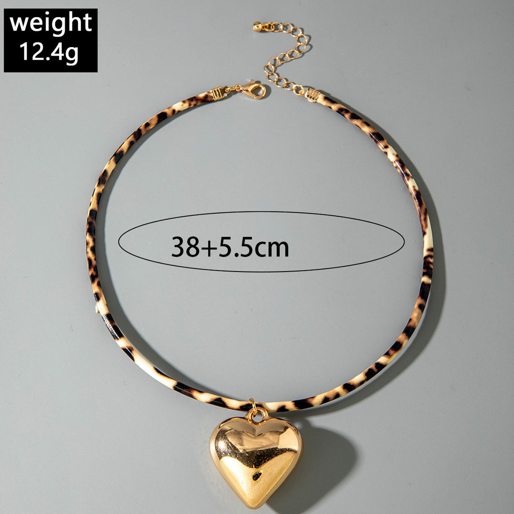 European and American Style Ocean-themed Cross Conch Starfish Pendant Leopard Print Exaggerated Necklace Collarbone Chain Jewelry