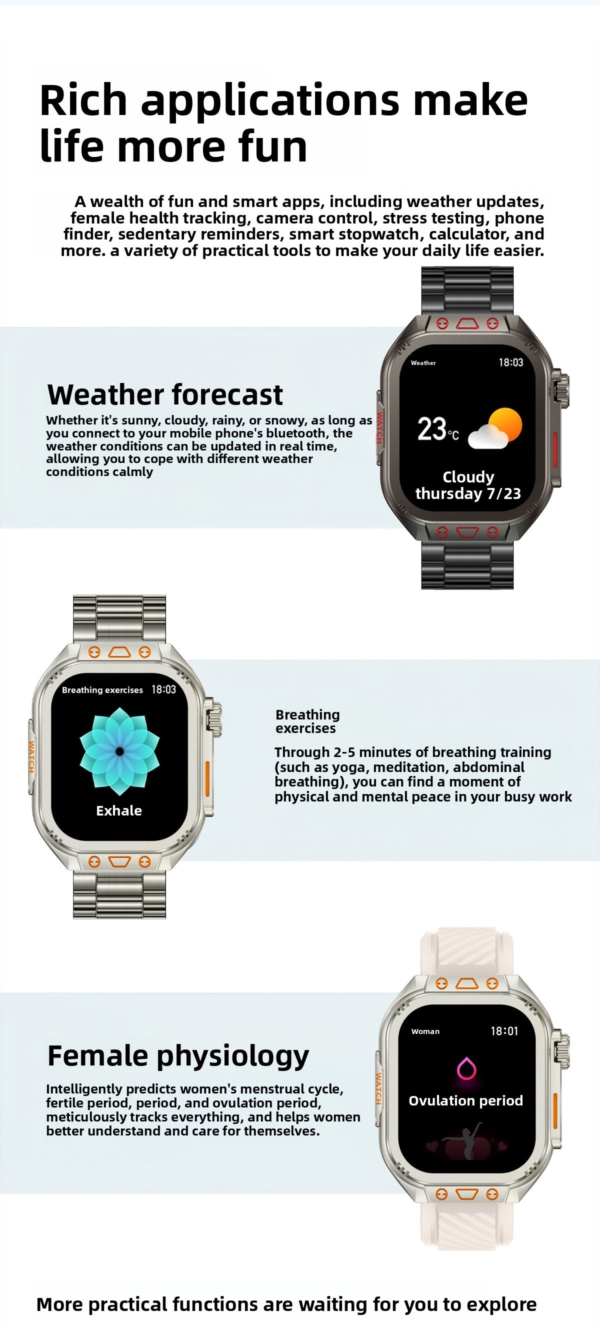 ZW10 Max Smart Watch Bluetooth Call True Heart Rate Step Sleep Monitor Flashlight Outdoor Three-Proof Sports