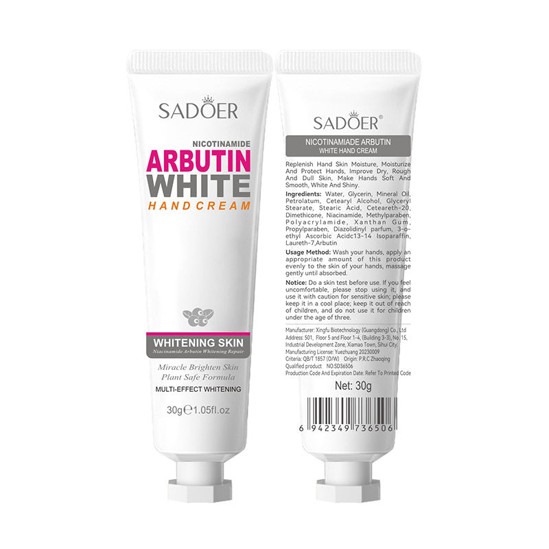 Full English Whitening Hand Cream SADOER Niacinamide Arbutin Skin Rejuvenation Moisturizing Hand Cream  Wholesale
