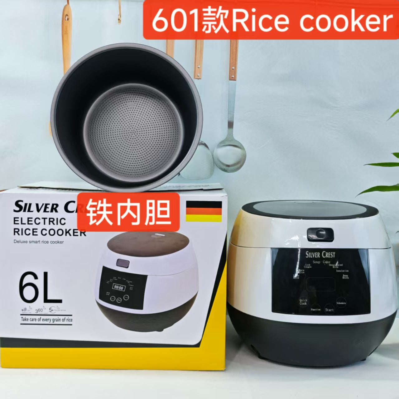 New Smart Touch Screen6L Electric Rice Cooker Household Multi-Functional Large Capacity Appointment Timed Rice Cooker Wholesale