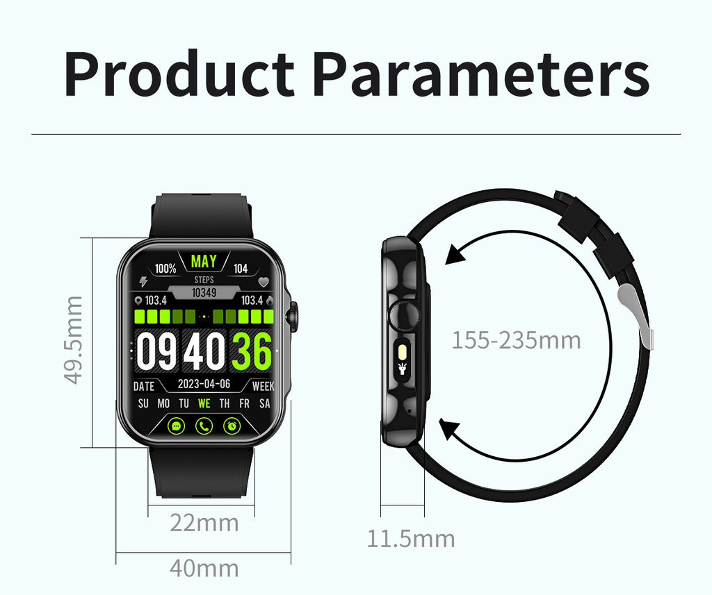 HDT11Smart Watch Bluetooth Call Music Voice Assistant Healthy Sleep Flashlight Bracelet New Style