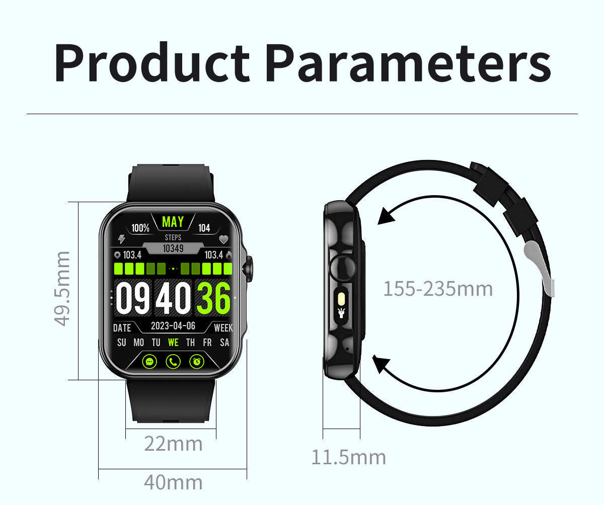 HDT11Smart Watch Bluetooth Call Music Voice Assistant Healthy Sleep Flashlight Bracelet New Style