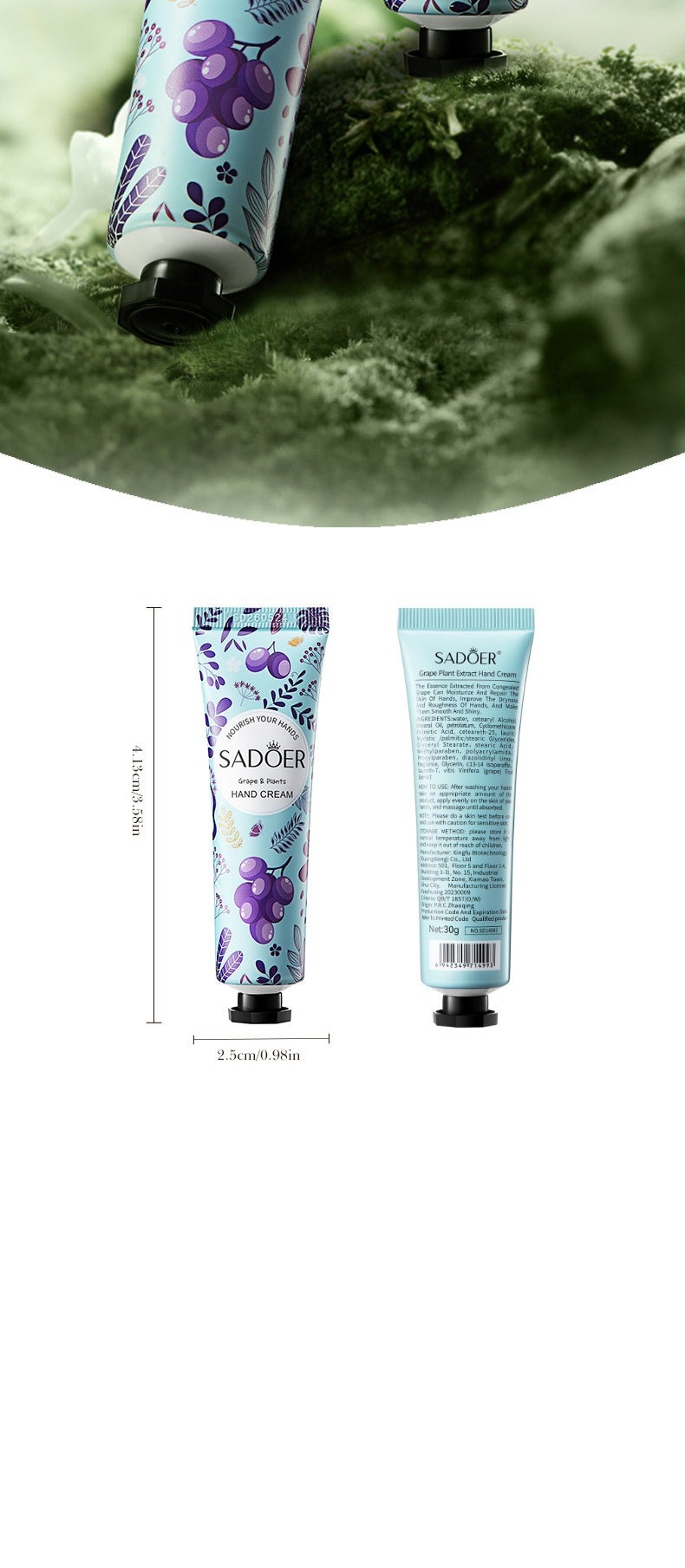 Grape Moisturizing Hand Cream SADOER Autumn and winter anti-chapped moisturizing hand cream cross-border foreign trade wholesale