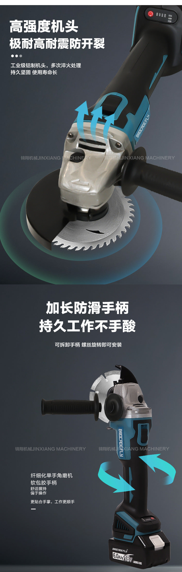 Multifunctional Lithium Battery Brushless Electric Angle Grinder Polisher Cutting Machine Rechargeable Durable Grinding Machine Electric