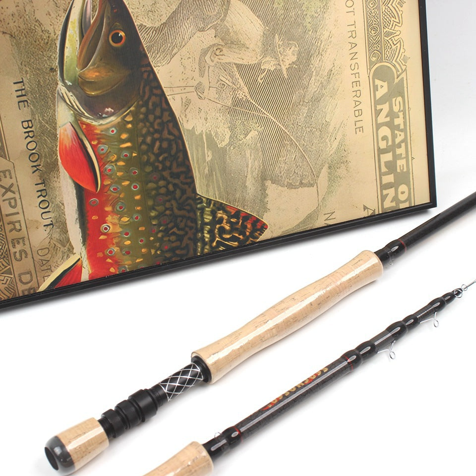 European and American Popular Portable Retractable Fly Rod Carbon Fiber Wooden Handle Fly Fishing Rod Retractable Lure Fishing Rod