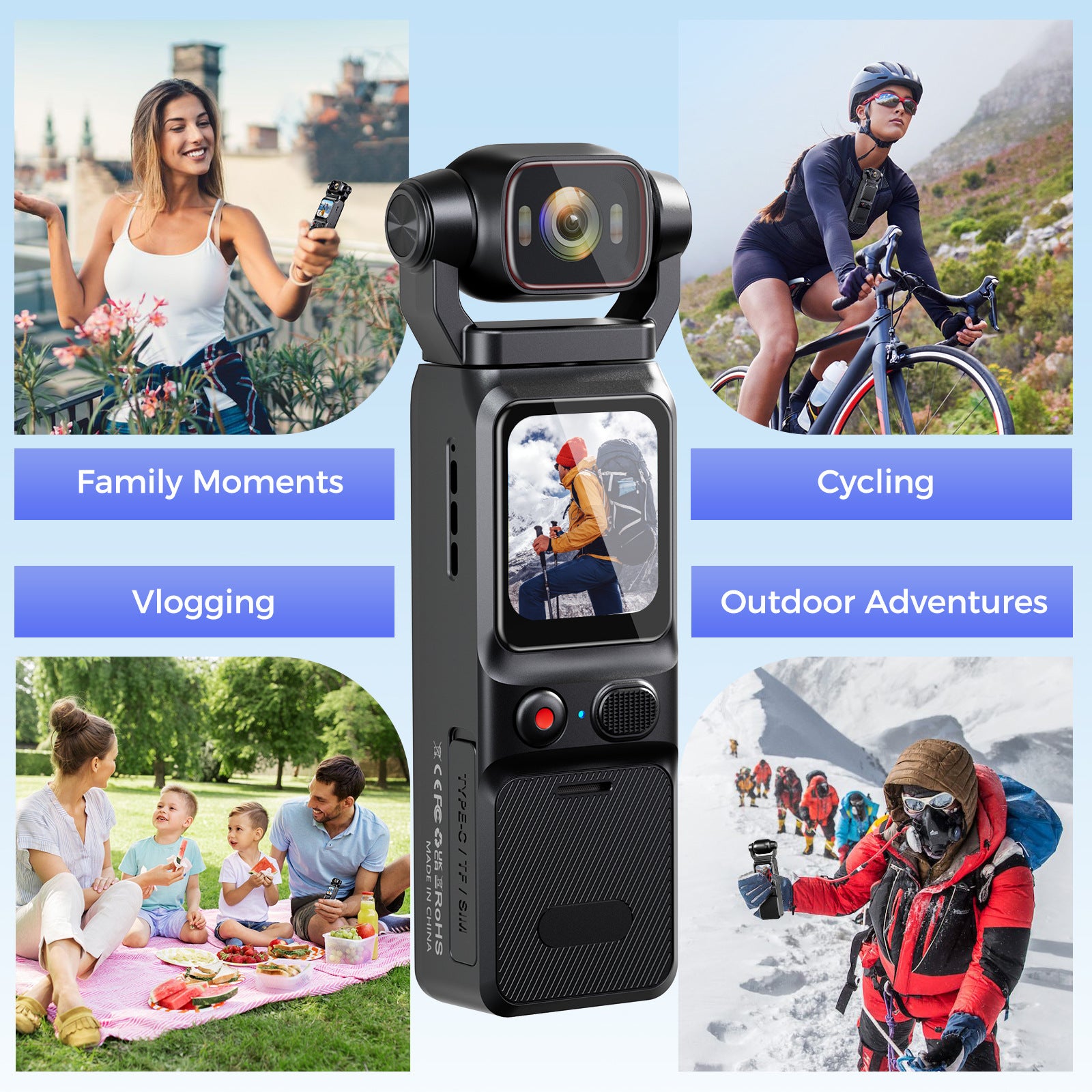 Handheld4K Ultra-clear Travel Camera2D Touch Screen Gyroscope Algorithm Anti-Shake WIFI Interconnected Movement VOLG Camera