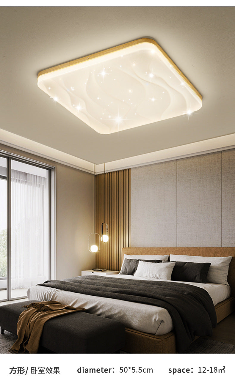 Tmall Smart Solid Wood Ceiling Light led Bedroom Lamp Round Modern Minimalist Log Room Lamp Living Room Lamp Home