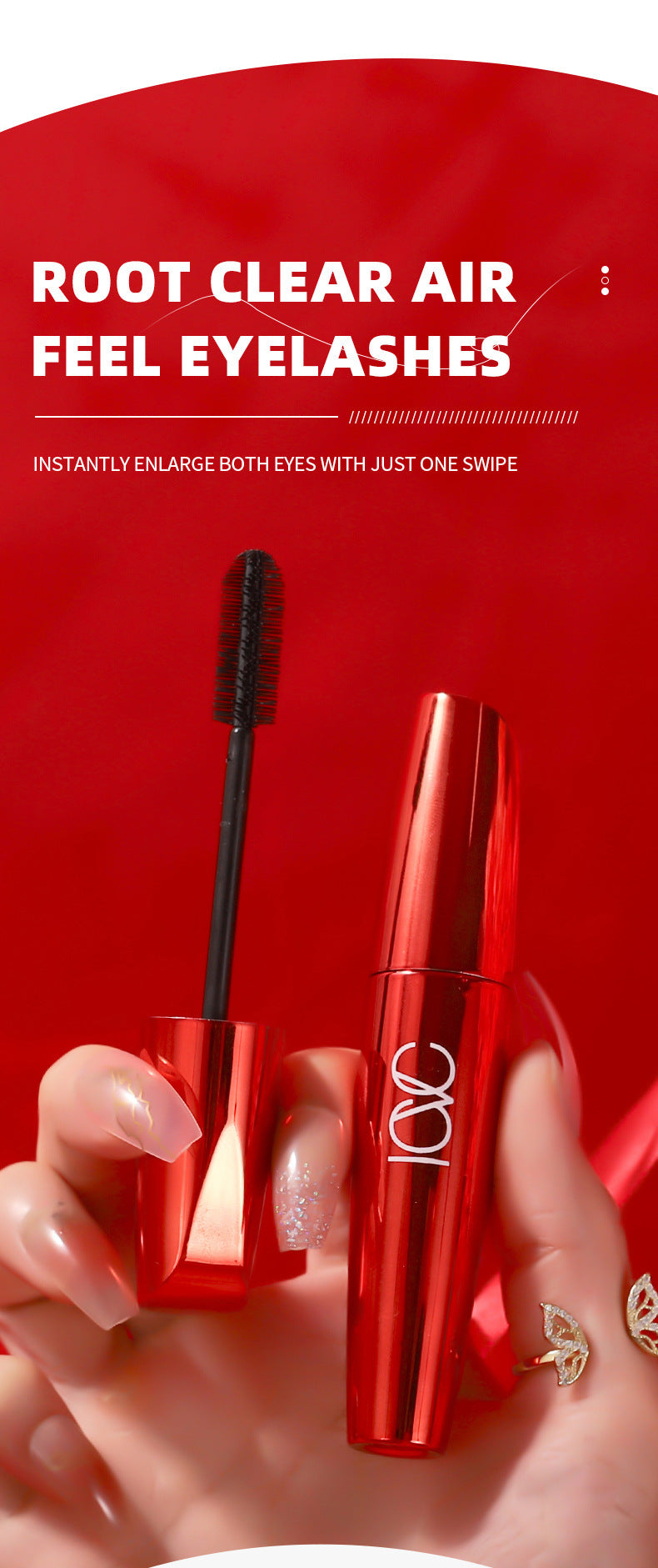 European Beauty Makeup Volumizing Curling Mascara Large Brush Head Dense Lengthening Waterproof Smudge-proof Mascara Makeup