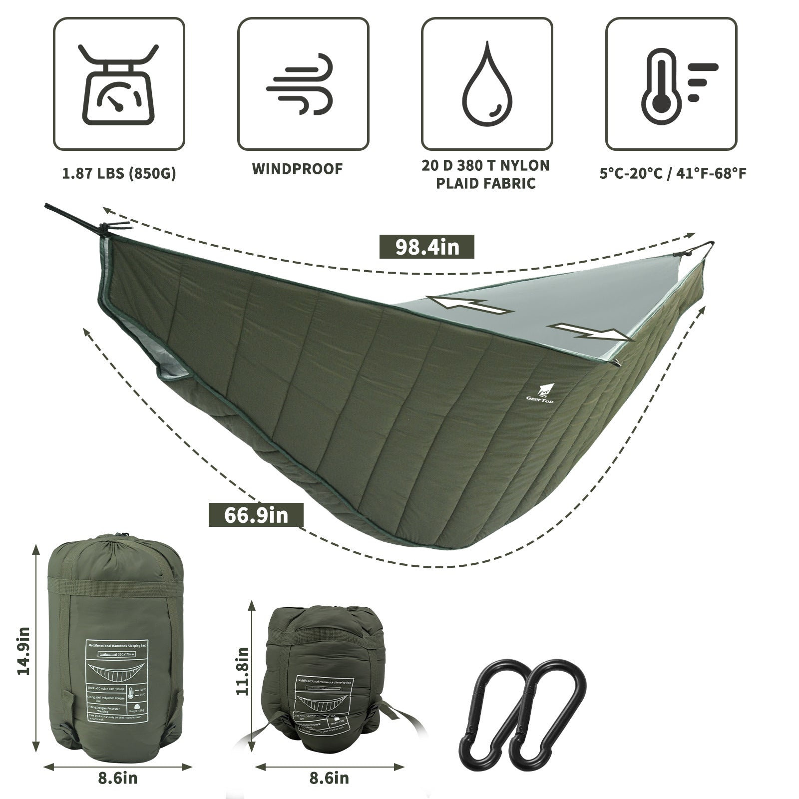 Large Space Outdoor Leisure Portable Winter Camping Hammock Sleeping Bag Cold-proof Lightweight Camping Hammock Warm Quilt
