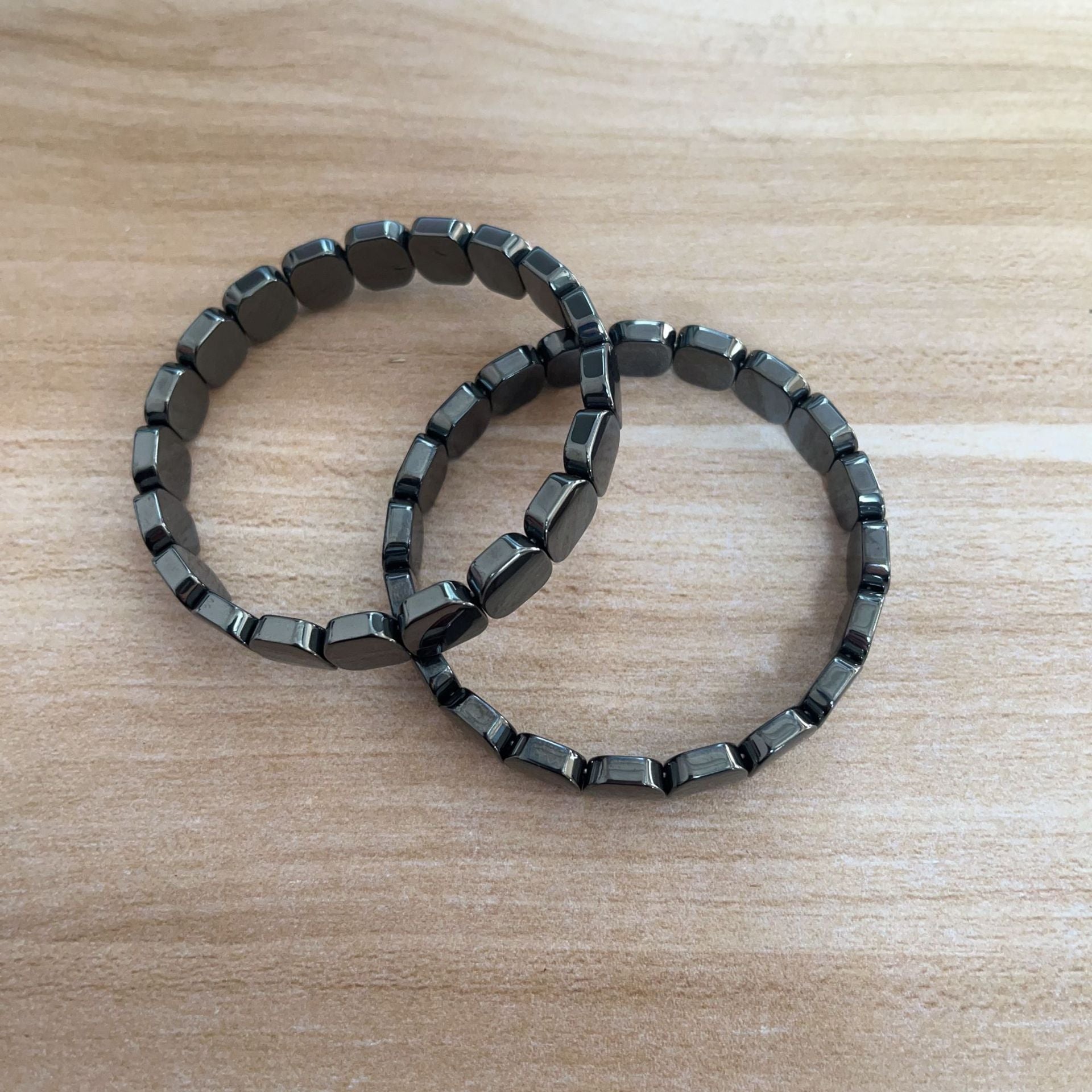 Hematite Round Bead Spacer Bracelet Men's Gift Elastic Cord Single Loop Bracelet Hematite Bridge Bracelet