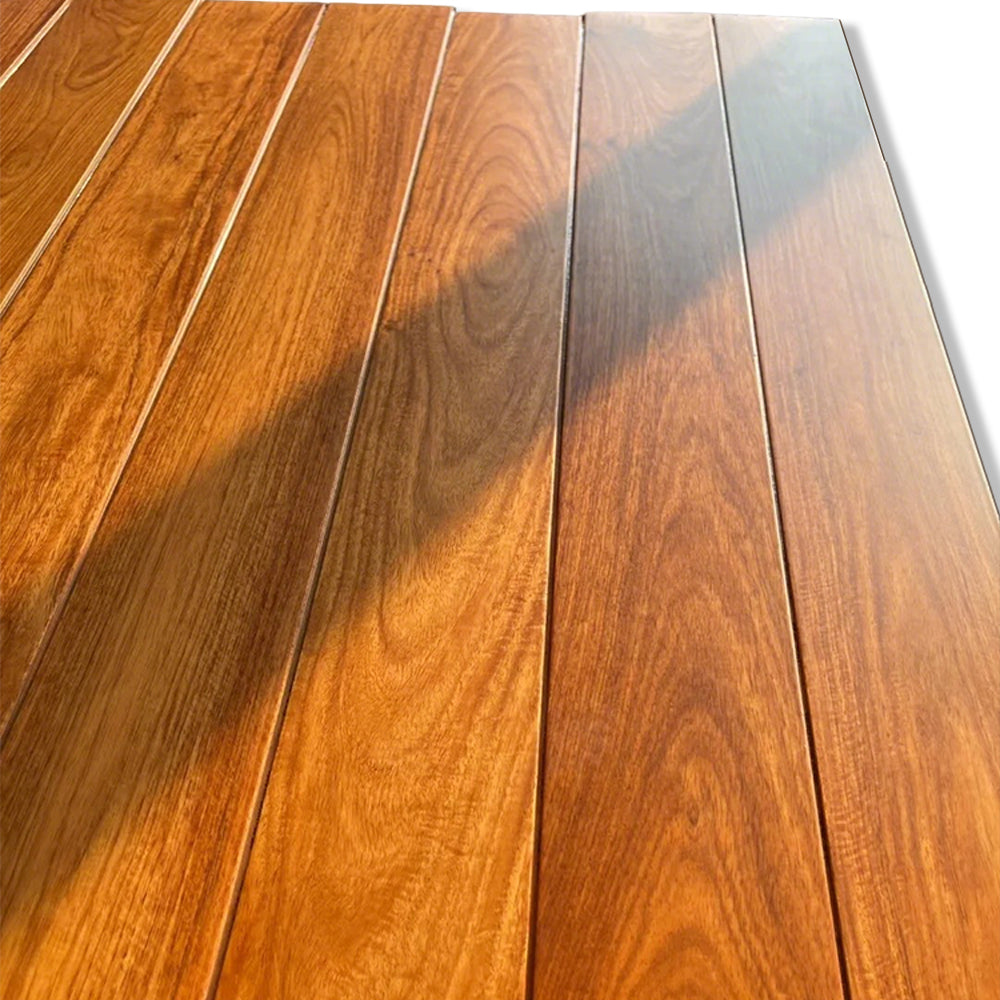 Customizable 12mm Padauk Solid Wood Flooring UV Lacquer Finish Three-Layer Waterproof Outdoor/Exterior Luxury Home Living Room