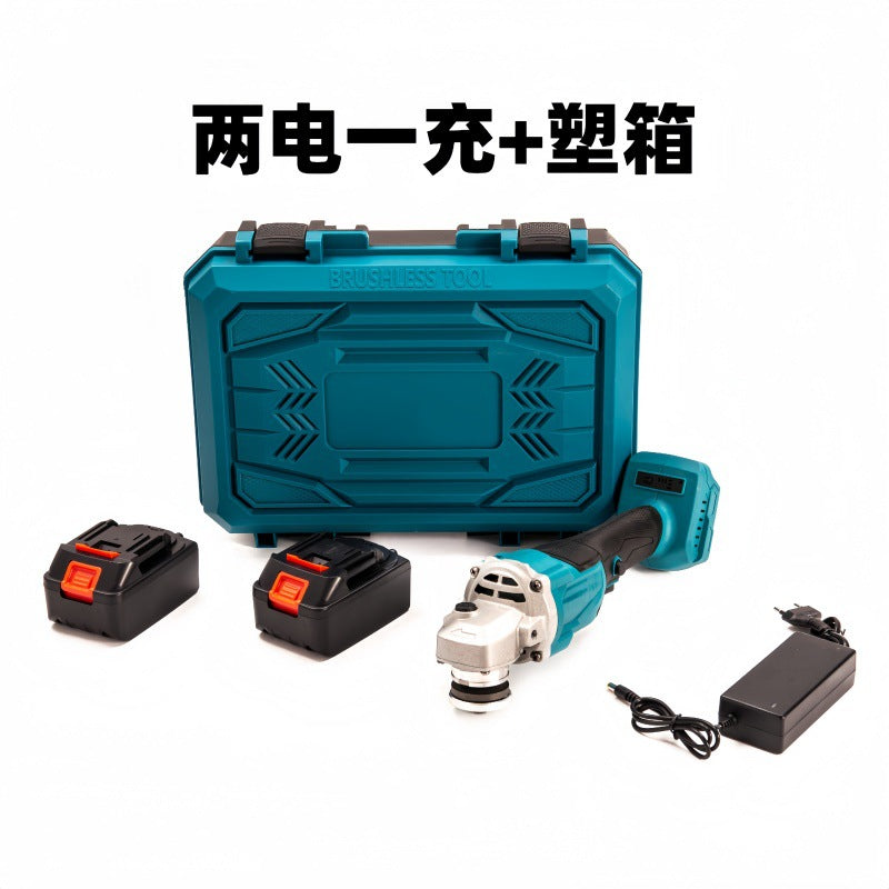 Cross-Border Dropshipping Two Batteries and One Charger Lithium Battery Angle Grinder Rechargeable Cordless Polisher Household Grinding Angle Grinder Brushless