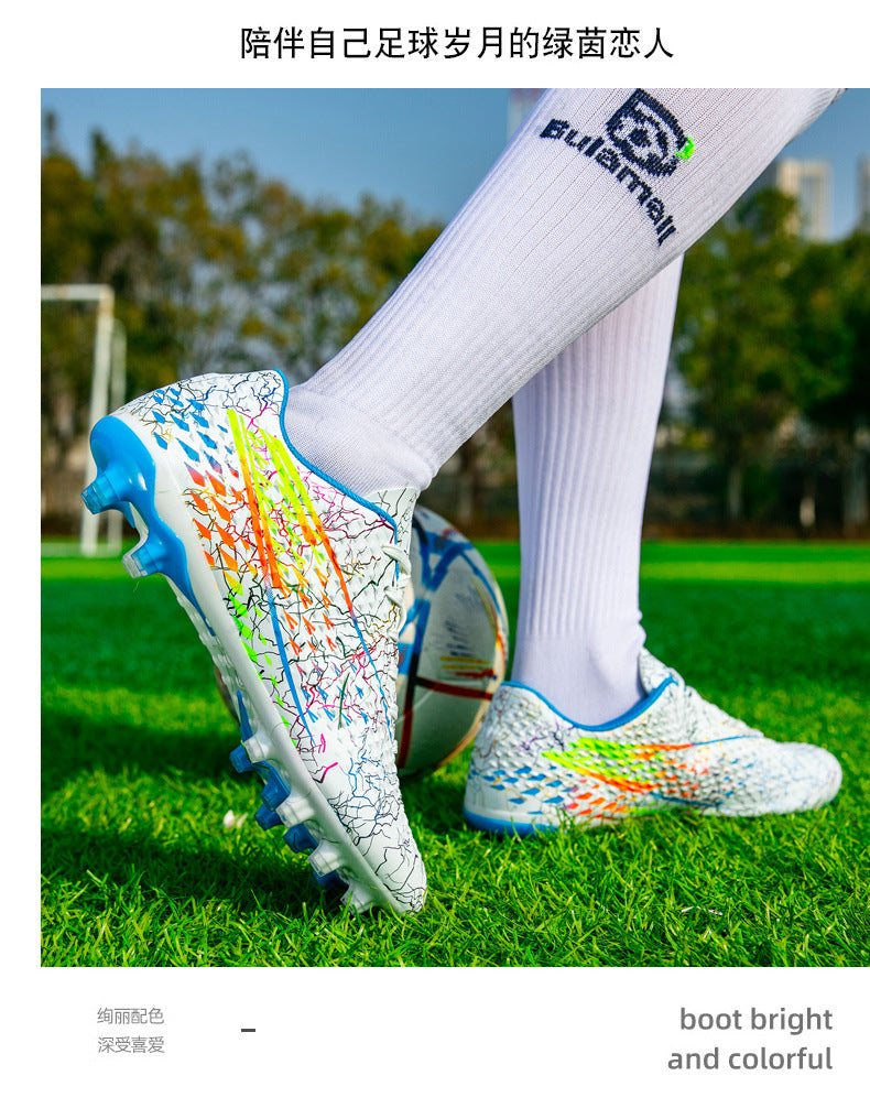 New professional football shoes for men and women AG Long Spike Colorful Multi-Color Youth Student Grass Competition Training Shoes