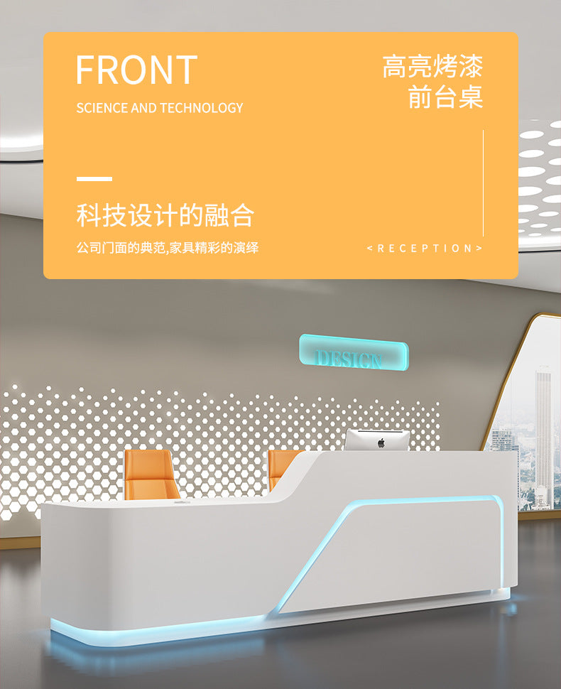 Company Front Desk Reception Desk In Stock Simple Modern White Lacquer Office Desk Bar Counter Beauty Salon Counter Cashier Desk