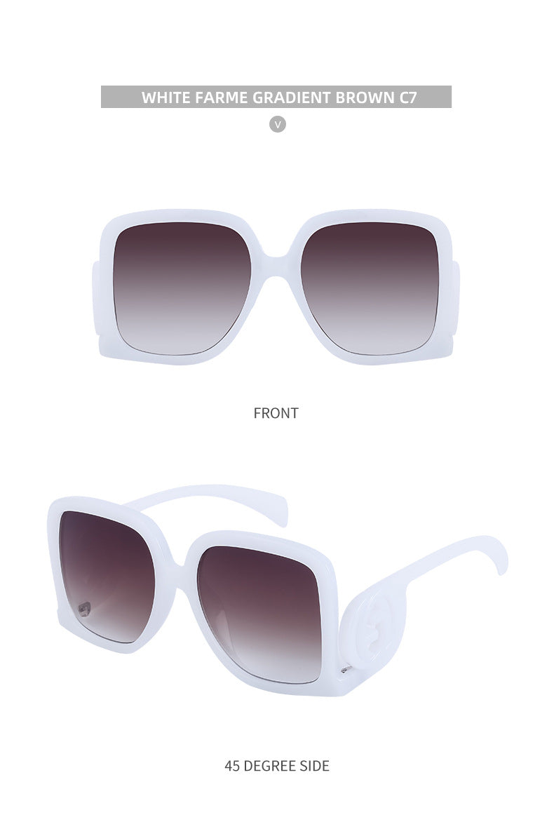 European and American fashion large frame sunglasses for women with a high-end feel INS Wind Sunglasses Sun Protection No Makeup Glasses Square Frame sunglasse