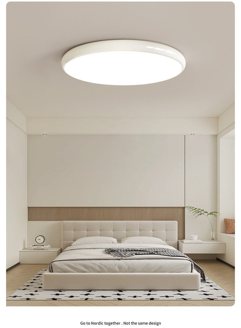 Cream style master bedroom lamp, round Nordic ceiling lamp LED Iron Art Study Lamp Creative Living Room Lamp Home Atmosphere