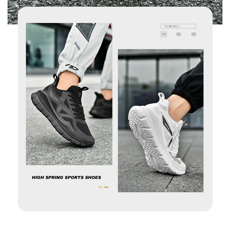 New Thick-Soled Racing Sports Shoes for Middle School Students, High Elastic Running Shoes for Men and Women, Breathable Flyknit Mesh Shoes for Couples