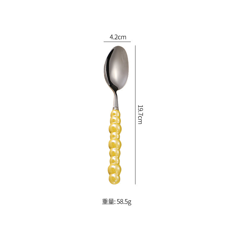 Pearl Ceramic Handle Knife European Style Set Light Luxury Nordic Style304Stainless Steel Western Cutlery Knife Fork Spoon INS