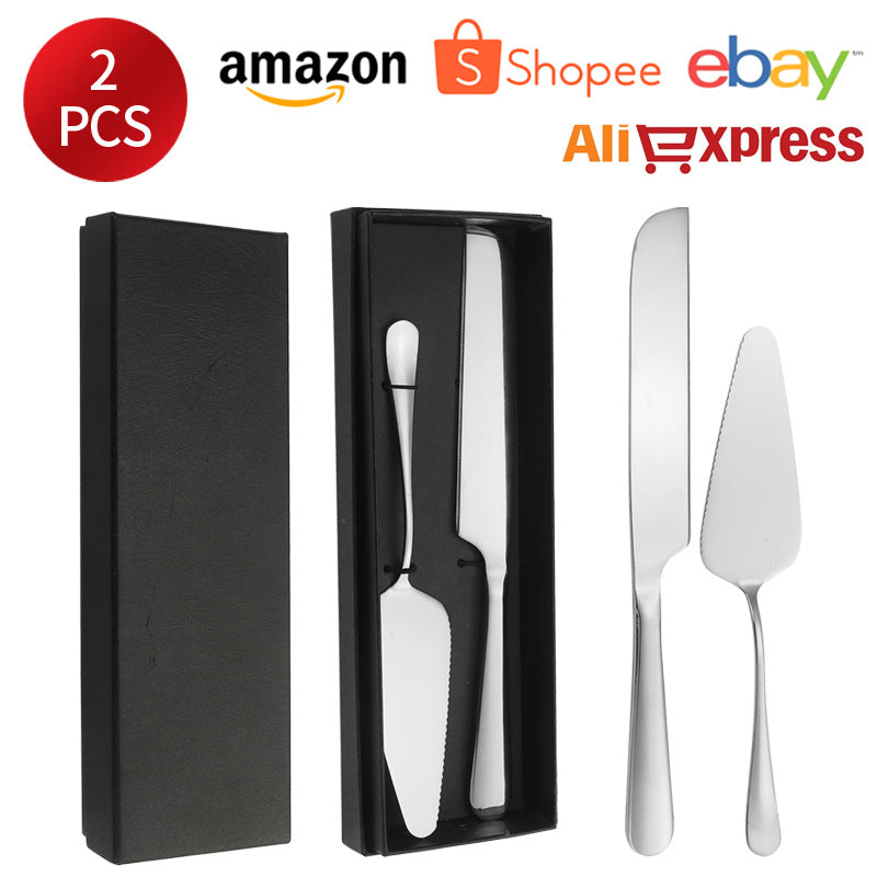 Stainless Steel Cake Knife and Spatula Set for Home Use gold Bread Knife and Spatula Restaurant Pizza Dessert Spatula Baking Utensils