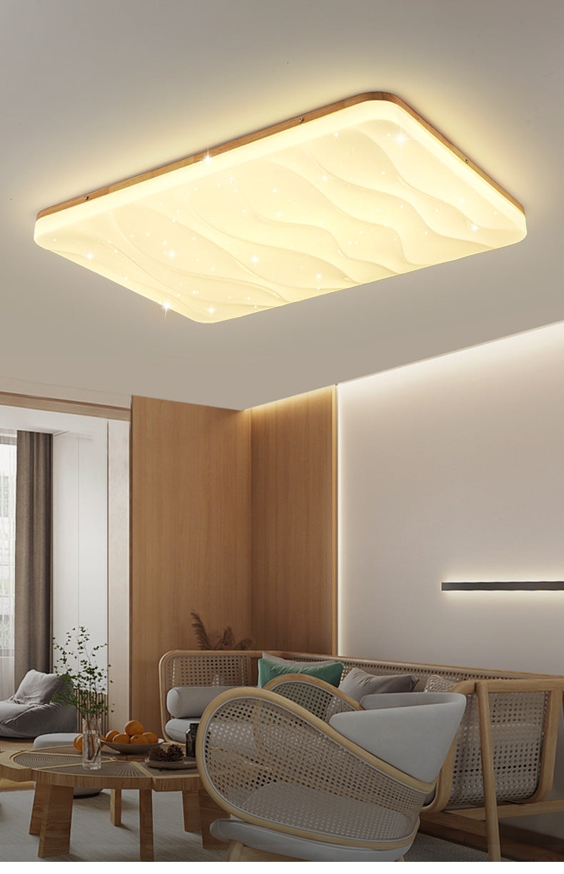 Tmall Smart Solid Wood Ceiling Light led Bedroom Lamp Round Modern Minimalist Log Room Lamp Living Room Lamp Home