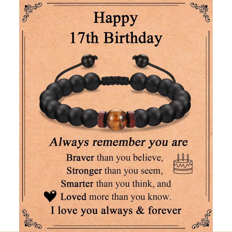 Tiger Eye Stone Spacer Braided Bracelet8mm Black Matte Beaded Stretch Bracelet Birthday Gift Woven Bracelet