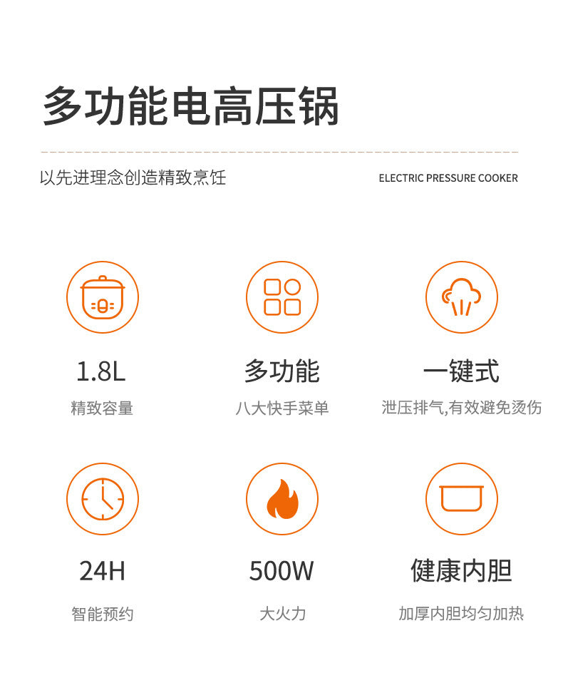 Internet Celebrity Style Small Household Rice Cooker2People1.8L Quick Cooking Automatic Pressure Cooker Smart Micro Pressure Cooker