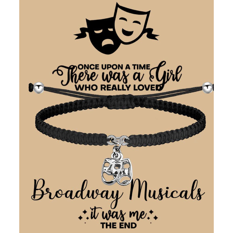 Men's Mask Woven Bracelet Personalized Gift Stretchable Adjustable Tail Bead Bracelet Alloy Mask Pendant Bracelet