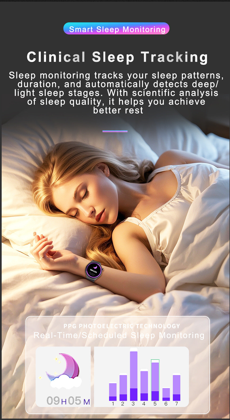 gt4pro Round Screen Smart Watch Bluetooth Call Waterproof Heart Rate Blood Oxygen Monitoring Step Counter Smart Watch