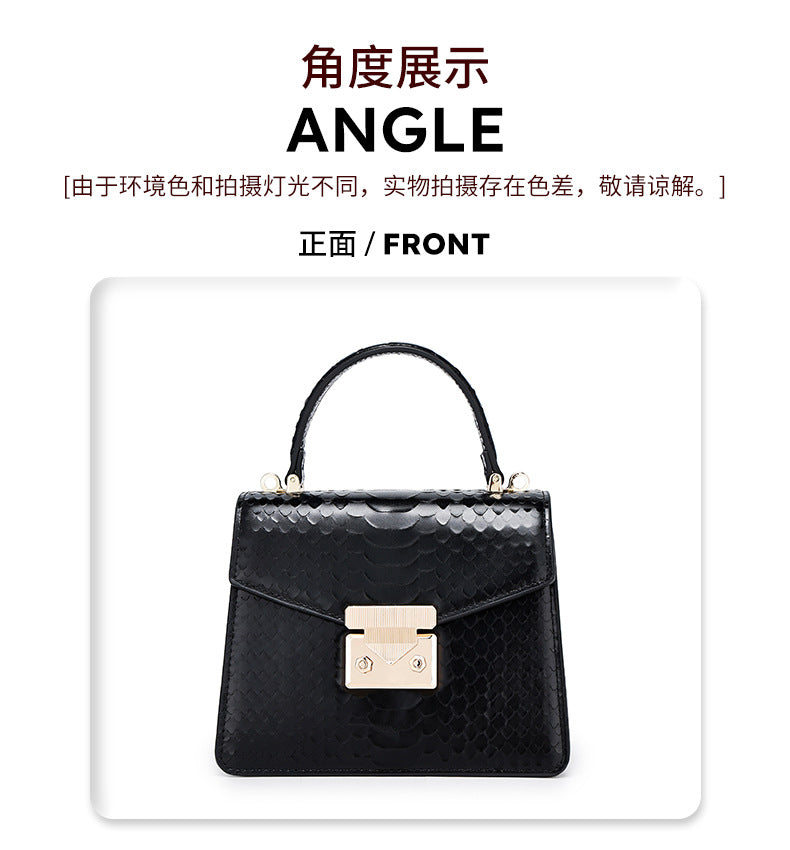 Snake Pattern Kelly Bag Niche Versatile Handbag High-Quality Fashion Women's Bag Light Luxury Single Shoulder Crossbody Women's Bag