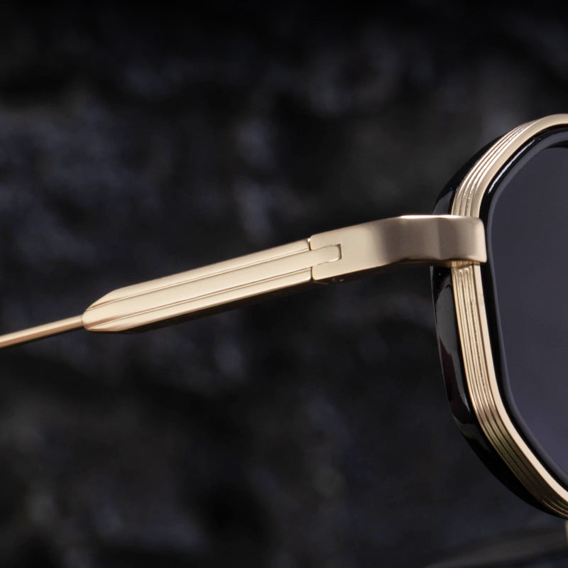 2025New Small Frame Glasses Men Double Beam retro Sunglasses Men's High Sense Full Frame Sunscreen Sunglasses shades