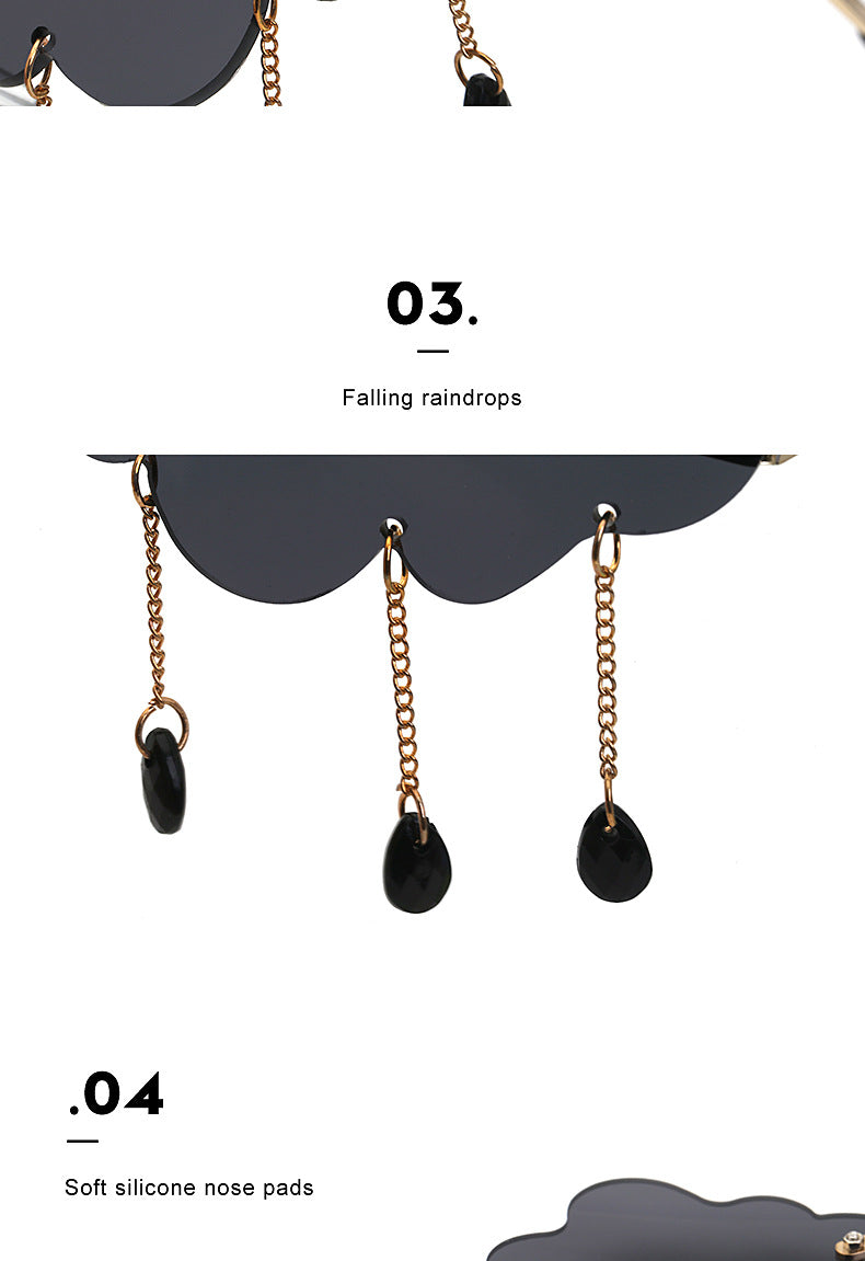 New Sunglasses for Women with Pendant Cloud Design, Trendy Personality Party Funny Ocean Film Prom Sunglasses