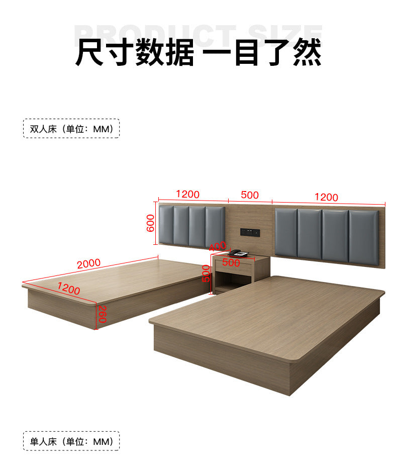 Hotel Bed Hotel Furniture Standard Room Full Set B&B Express Hotel Apartment Single and Double Bed B&B Guest Room Special Bed