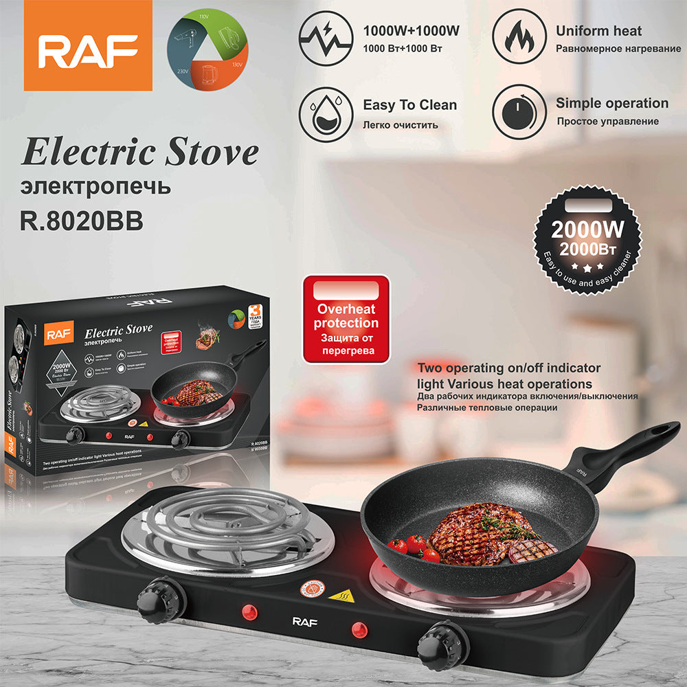 RAF Double-Head Electric Ceramic Stove Small Household Appliance Multi-Functional Cooking Coffee Stove Household Small Electric Stove Wholesale R8020