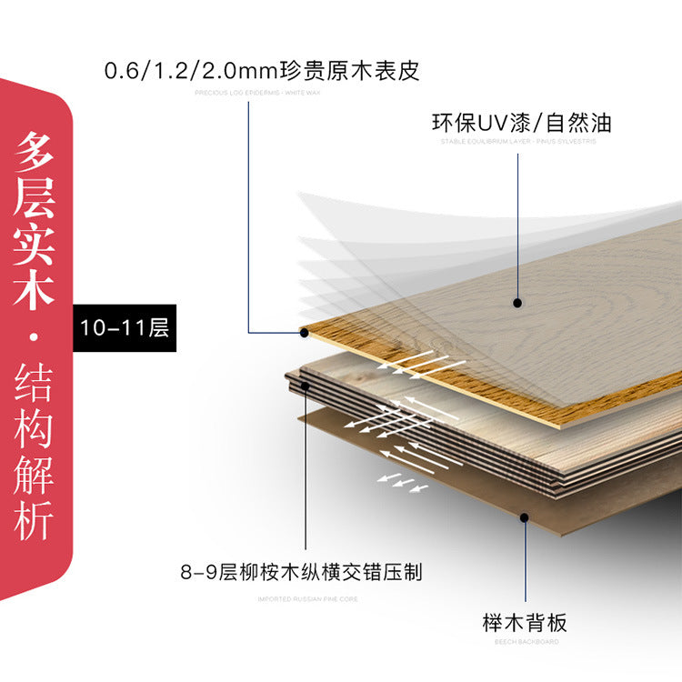 In stock wholesale Door-to-Door Installation Oak Multi-layer Small Knot Locking Solid Wood Flooring Eco-friendly Underfloor Heating Composite Flooring