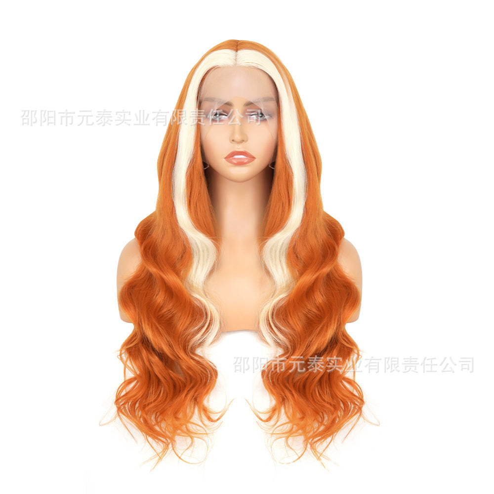 Lace Front Big Wave Synthetic Wig Long Curly Hair frontalwig Gradient Highlight Headband Gradient Highlight