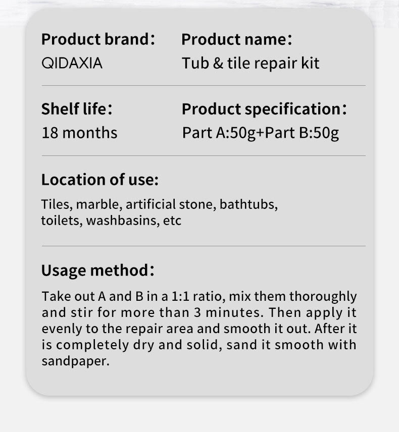 QIDAXIA Ceramic Repair Paste Household Marble Bathtub Wash Basin Bonding Glue Tile Repair Glue