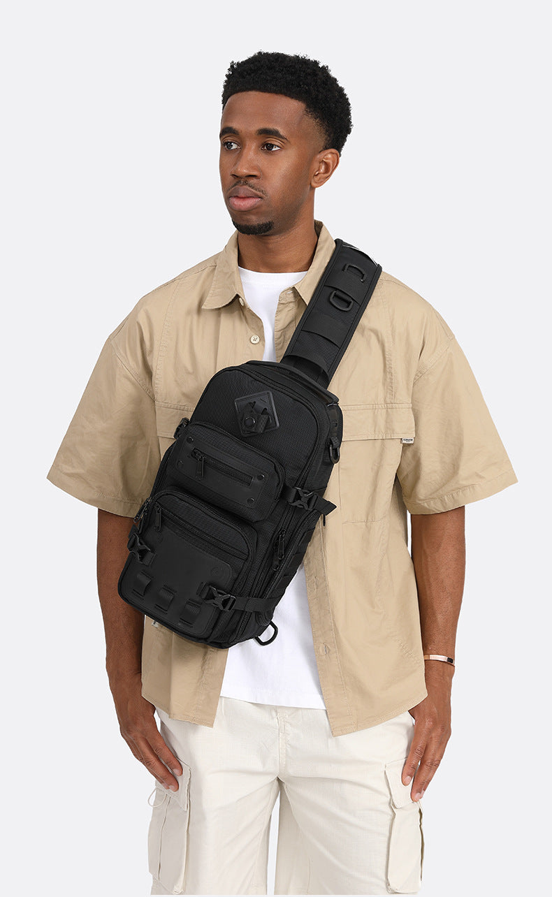 OZUKO Tactical Chest Bag Men's Crossbody Bag Shoulder Bag Men's Outdoor Sports Waterproof High-Quality Men's Bag
