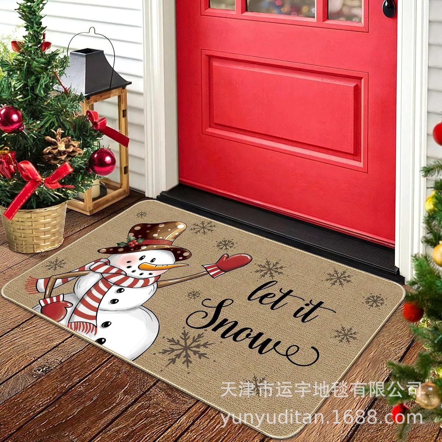 American Christmas Decoration Round Floor Mat Bedroom Living Room Non-Slip Foot Mat Carpet Manufacturer Can Label and Ship on Behalf
